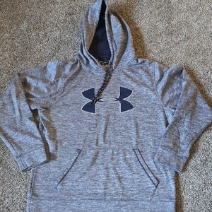 Under Armour Men's Grey Heather Zip-Up Hoodie with Navy Logo